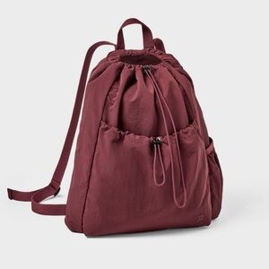 NWT All in Motion 20L Nylon Maroon Cinch Backpack Softside Water Repellant